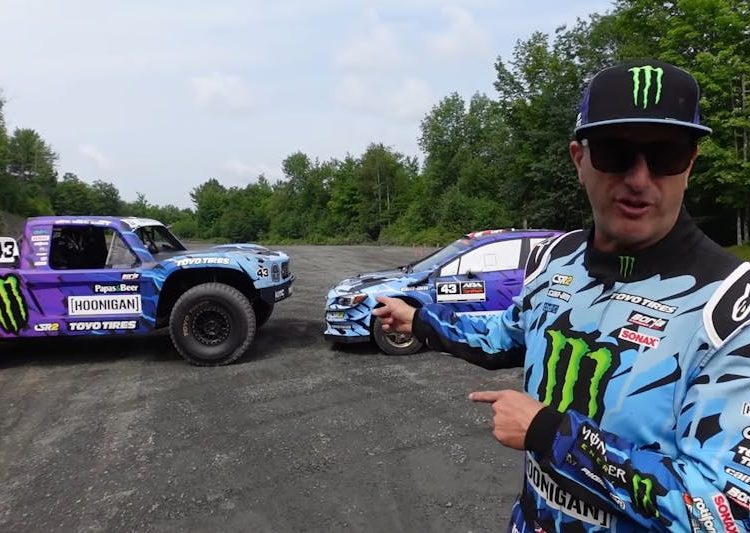 Ken Block vozi Hoonigan Trophy Truck protiv svog Subaru Rally Racera