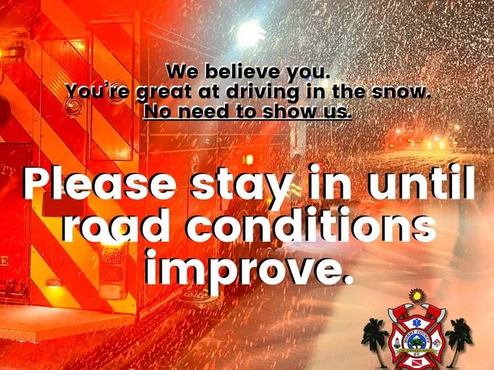 SKLONITE SE S CESTE DOK SE UVJETI NE POBOLJŠAJU

Vjerujemo da ste izvrsni u vožnji po snijegu koji nas uskoro očekuje u okrugu Horry, ali nemojte osjećati potrebu da nam to pokazujete. Molimo vas da pomognete vatrogasnim spasilačkim ekipama okruga Horry.