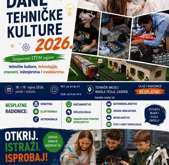 Posjetite naše Dane tehničke kulture 2026!
18. i 19. rujna 2026. | Tehnički muze…